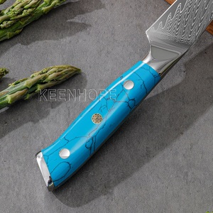 Couteau de cuisine <span class=keywords><strong>en</strong></span> acier Damas KEENHOPE, couteau utilitaire portable AUS-10, manche <span class=keywords><strong>en</strong></span> <span class=keywords><strong>pierre</strong></span> turquoise <span class=keywords><strong>bleue</strong></span> et résine composite - Product Image 4