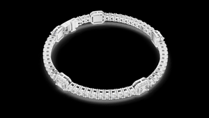 Brazalete de Diamantes con Diseño Geométrico en Oro Rosa, Elaborado en Plata de Ley con un Diseño Clásico Moderno para Mujer, Regalo para Fiestas y Ocasiones Especiales - Product Image 4