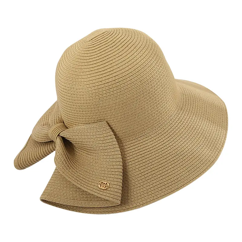 HZM-50182 गर्मियों हस्तनिर्मित भूसे टोपी महिलाओं के Sunbonnet बाल्टी टोपी समुद्र तट टोपी सूरज टोपी महिलाओं के लिए