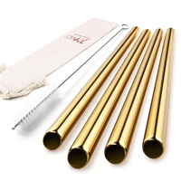 Pailles à Thé en Acier Inoxydable Boba Smoothie Paille Métallique 10mm 12mm Avec Brosse