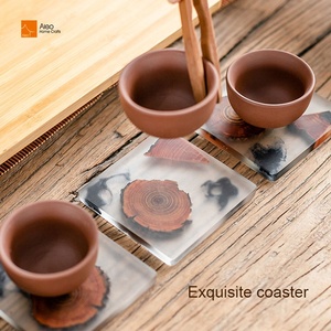 Posavasos Cuadrado de Resina y Pino, Diseño Moderno Vintage, Hecho a Mano, Antideslizante, Aislante, Ecológico, Resistente al Calor, para Tazas de Té, Decoración Única para el Hogar - Product Image 3