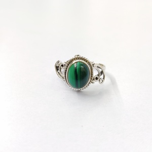 Bague en malachite, pierre précieuse de luxe, ajustable, collection artisanale, bagues fines, bijoux en argent sterling 925, prix de gros - Product Image 2