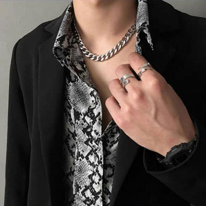 Korean High Quality <b>Titanium</b> Steel Couple Necklace Street Hip Hop Stainless Steel Non Fading Cuban <b>Chain</b> Male - Product Image 5