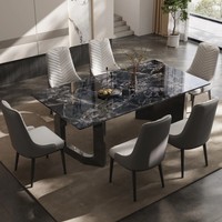 Nouvelle Table à Manger en Dalle de Marbre Style Italien 2026 – Minimaliste, Moderne, Luxe Léger, Haut de Gamme, 6 Places, Écologique, pour Hôtels
