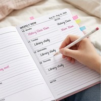 Agenda Académica Personalizada con Tapa Dura Rosa, Planificador Semanal y Mensual con Pestañas para la Escuela, Julio 2026 - Junio 2027