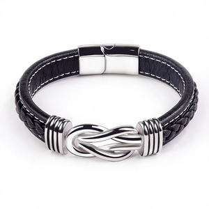 Brazalete de Cuero Trenzado con Piedras Naturales y Cierre Magnético <span class=keywords><strong>para</strong></span> <span class=keywords><strong>Hombre</strong></span>, Estilo Europeo Americano - Product Image 1