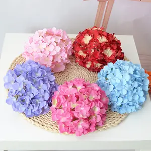 Cabezas de hortensia de seda Cabezas de flores artificiales sin tallos para la decoración de la boda en casa