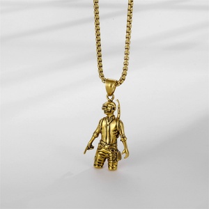 Fabricantes de Colgantes, Joyería Personalizada de Acero Inoxidable, Colgante de Pistola Chapado en Oro para Hombre, Collar con Colgante de Pistola para Chico - Product Image 6