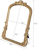 Miroir de courtoisie carré vintage CMGL en résine, style éclectique, doré, décoratif, pour salle de bain, coiffeuse, mur, entrée, 11.6x9.0