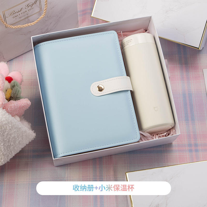 [ชุดสองชิ้นสีน้ำเงิน] แก้วเก็บอุณหภูมิ Xiaomi และสมุดเก็บเครื่องประดับ