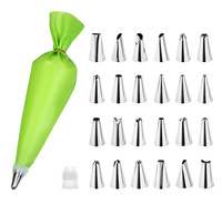 Lebensmittelechte 12/14/16 Zoll EVA Grüne Spritzbeutel-Sets mit Edelstahl-Tüllen Spritzdüsen-Set Kuchen-Dekorations-Backzubehör