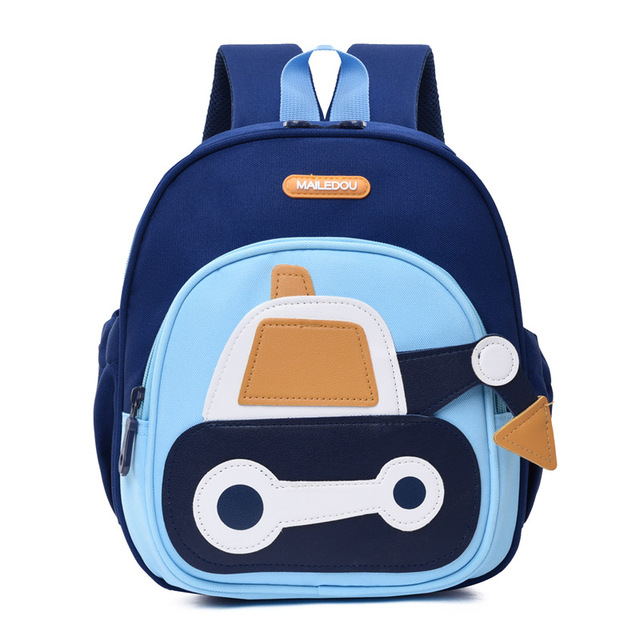 New Arrival Blue Boys and Girls Cartoon Backpacks Custom Logo Fashionable Children's Waterproof Oxford Zipper Closure