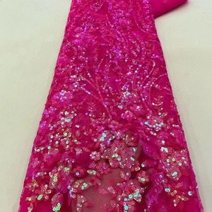 Fabricante ventas bordado con cuentas flor tela lentejuelas encaje tela para mujeres vestido de baile ropa - Product Image 3