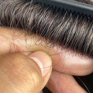 1b60 lớp Remy tóc con người hệ thống cho nam giới npu <span class=keywords><strong>Top</strong></span> với 60% màu xám ren đóng cửa và trắng toupee cơ sở <span class=keywords><strong>PU</strong></span> kỹ thuật - Product Image 4