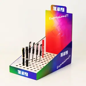 Personalizzato negozio di visualizzazione della tabella del supporto della penna scatola di cartone pdq cancelleria contatore display stand