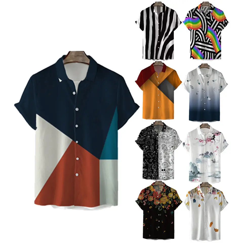 OEM ODM Customized Graphic Print Shirt Summer Casual Men Shirt Ropa Chemise Hombre Camisas