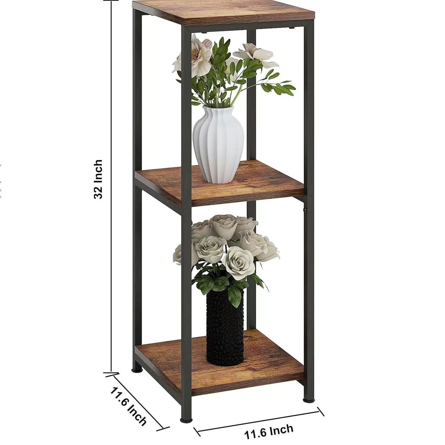 Support de fleur combiné en bois massif à trois couches