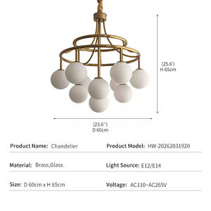 Lustre moderne nordique pour salle à manger, en laiton doré, avec globe en verre blanc, LED, et abat-jour en tissu de luxe, lampe suspendue Magic Bean - Product Image 4