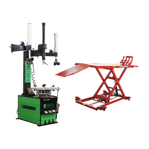 Desmontadora de Neumáticos CHENTUO CP-78S 220V Automática con Plataforma Elevadora Hidráulica, Carcasa Verde y Mesa Roja - Product Image 1