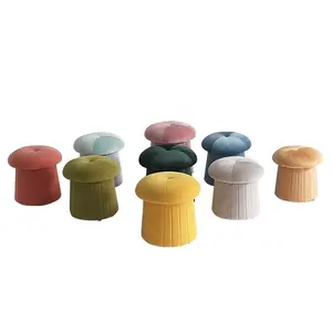 Creative Plush Toys Mushroom Throw Chair Kids Foam Stuffed Softカラフルなベルベットスツールグリーンオットマン