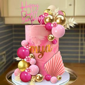 29 Piezas <span class=keywords><strong>de</strong></span> <span class=keywords><strong>Flores</strong></span> Artificiales <span class=keywords><strong>de</strong></span> Color Rosa Intenso y Dorado, Hojas <span class=keywords><strong>de</strong></span> Palma, Decoración <span class=keywords><strong>para</strong></span> Pasteles <span class=keywords><strong>de</strong></span> Boda y Baby Shower - Product Image 5