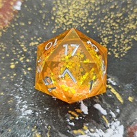 Dés à jouer individuels Cusdie D20 D&D, bords tranchants, intempéries en feuille de paillettes, 20 faces, 55 mm, faits à la main, pour jeux de rôle (Orange/SG)