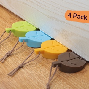 Butoir de <span class=keywords><strong>porte</strong></span> en silicone en forme de feuille, coupe-vent, anti-pincement pour enfants, sécurité, design 3D suspendable, motif dessin animé - Product Image 2