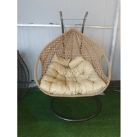 Fauteuil suspendu double en rotin PE moderne avec support métallique pour patio, jardin, extérieur, usage hôtelier et parcs
