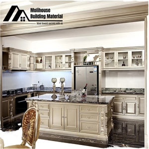 Molihouse Classic Modular Kitchen Cabinets Lacquered Wood Base Cabinet with Drawers and Glass <b>Doors</b> for Traditional Kitchen - Product Image 1