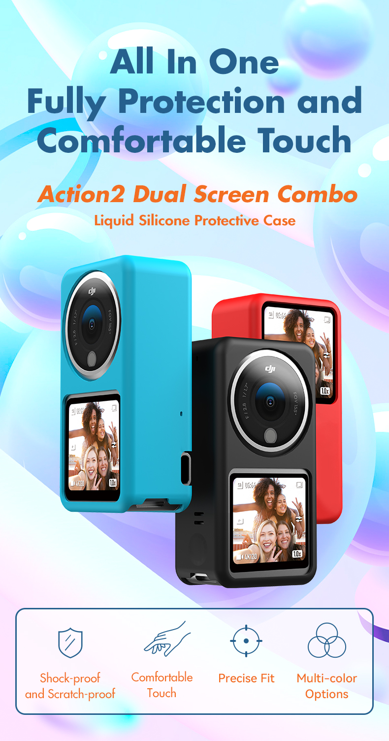 Telesin Camera Accessories Liquid Silicone camera case protective shell Rubber Sleeves for DJI Action 2 Camera