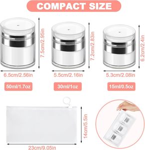 Pot à pompe sans air rechargeable pour cosmétiques, crèmes, gels, lotions, format voyage, avec spatule en silicone, 0.5oz 1oz 1.7oz - Product Image 2