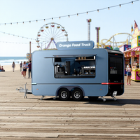 Nouveauté 2024 : Camion de Restauration Mobile Orange en Fibre de Verre – Chariot à Hot-dogs, Camion de Vente de Glaces et Café, Véhicule de Concession pour la Rue