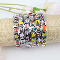 Bracelet à breloques modulable italien en acier inoxydable, bracelet élastique DIY à breloques de dessin animé, bracelet à breloques italien tendance