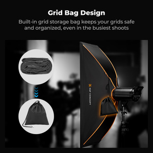 K&F Concept - Softbox de Estudio de Apertura Rápida con Montura Bowens de <span class=keywords><strong>Cuatro</strong></span> Esquinas, 30*120CM/60*90CM, para Fotografía de Retratos - Product Image 5