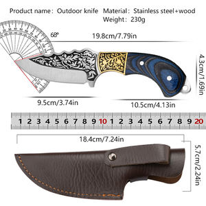 Cuchillos hechos a mano de acero inoxidable con diseño tallado grueso <span class=keywords><strong>para</strong></span> acampar al aire libre, cortar <span class=keywords><strong>carne</strong></span>, <span class=keywords><strong>comer</strong></span>, <span class=keywords><strong>cuchillo</strong></span> de mano conveniente - Product Image 4