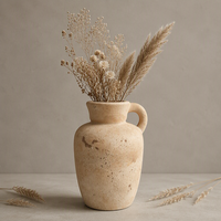 Vase en céramique rustique Wabi Sabi ARM LVG, carafe en grès cannelé, pot décoratif vintage, récipient floral design pour plantes