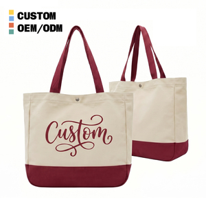 Sac fourre-tout en toile de coton personnalisé avec logo imprimé Ujoy, grand sac de shopping tendance avec poche et poignées pour les voyages et la salle de sport - Product Image 1