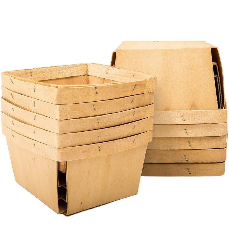Wholesale Custom Wooden Bark Gift Berry Baskets