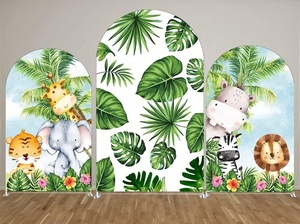 <span class=keywords><strong>Jungle</strong></span> sauvage forêt Chiara arqué extensible photographie mur fond Safari animaux baptême arc toile de fond couvre - Product Image 2