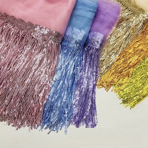 20 cm lentejuelas borla encaje 20 cm hoja fila colgante barba vestido <span class=keywords><strong>de</strong></span> baile latino accesorios decoración Chainette Trim adornos flecos - Product Image 3