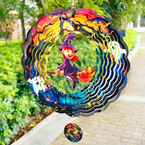 Molinillo de Viento de Hierro para Regalo de Halloween, Molinillo de Viento de Armonía Celestial de 12 Pulgadas 3D, Adornos Cinéticos de Arte para Jardín para Navidad - Product Image 3