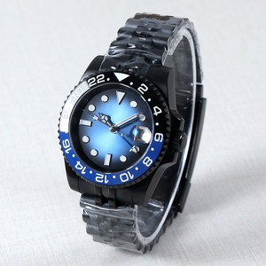Montre automatique pour homme 40 mm avec mouvement NH34, logo personnalisé, verre saphir, étanche 10 bars, mécanique, noire - Product Image 1