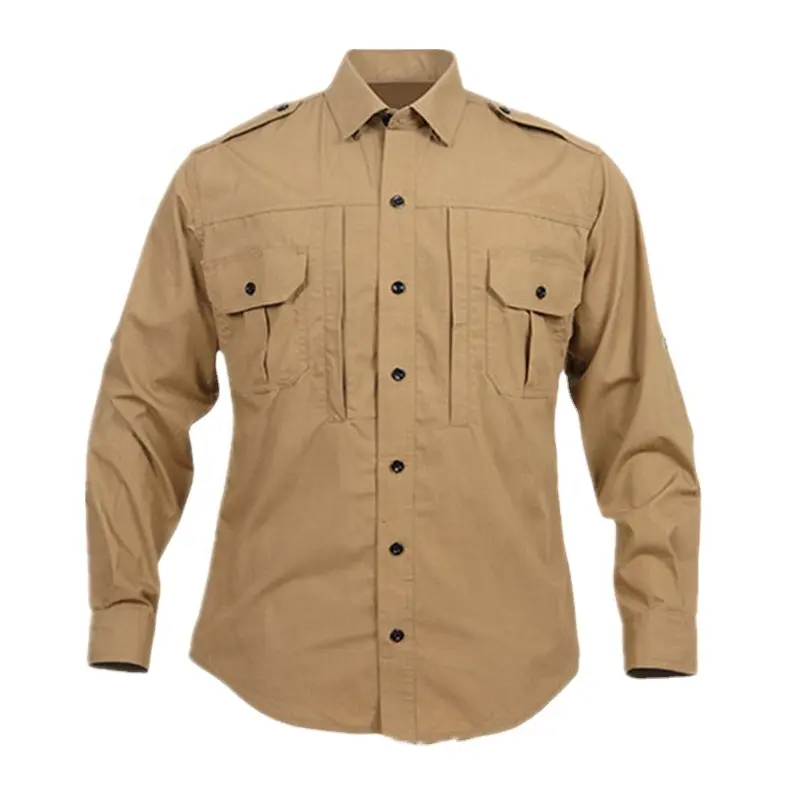 High Quality Cotton Tactical Ripstop Khaki Outdoor Shirts
