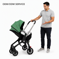 Poussette pliable compacte 3 en 1 en alliage d'aluminium pour les voyages en famille, poussette bébé OEM ODM, capacité de charge de 20 kg, 0-3 ans