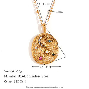2024 thời trang Earring Ring Set, thép không gỉ mạ 18K vàng, Micro dát sao và mặt trăng Vòng cổ cho phụ nữ - Product Image 4