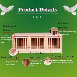 Petop houten duivenhok met opklapbare deuren en verplaatsbare scheidingswand voor wedstrijduiven nestkast dennenhout kippenhok 35 inch - Product Image 4