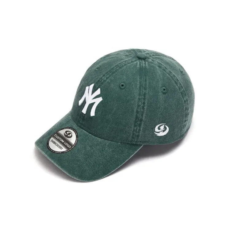 [Marca personalizada] boné de beisebol 100% lavado para homens e mulheres, chapéu de pai com logotipo bordado macio e não estruturado, 6 painéis, novidade 100% lavada