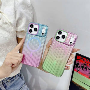 เคสโทรศัพท์แม่เหล็กแบบไล่สีรุ้งลายลูกฟูกสำหรับ iPhone 17 16 15 Pro Max ฝาหลังลายคลื่น IMD - Product Image 3