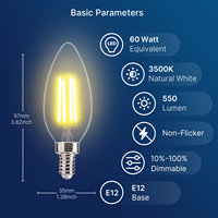 Usine directe B11 LED bougie ampoule 800lm 5.0W E12 verre de Base pour lustre pour T20 JA8 éclairage alimentation ca CRI 80 Dimmable