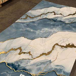 New Design Blue Gilt 3MM PVC MARBLE <b>SHEET</b> PVC UV PANEL for WALL DECORATION - Product Image 1